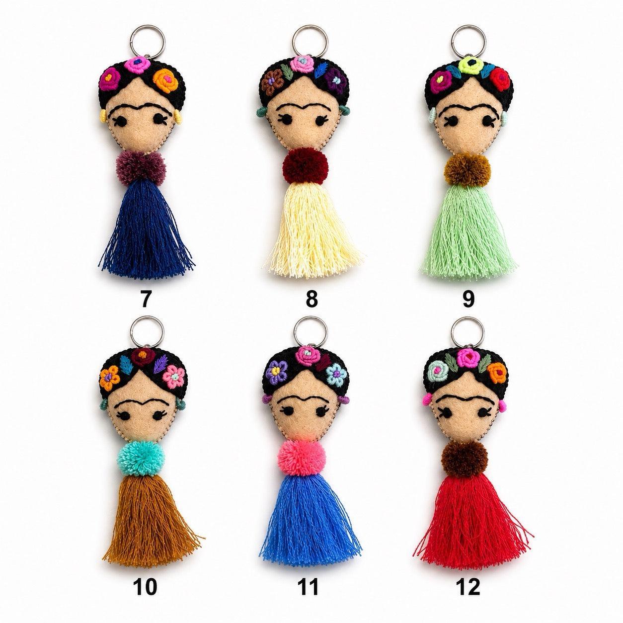 Frida Kahlo Embroidered Keychain / Zipper Pull - Mexico