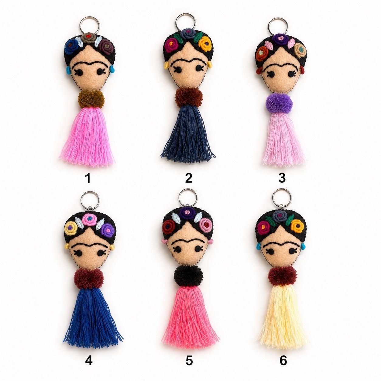 Frida Kahlo Embroidered Keychain / Zipper Pull - Mexico