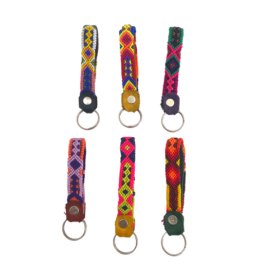 Friendship Macrame Woven Leather Loop Key Chain - Mexico