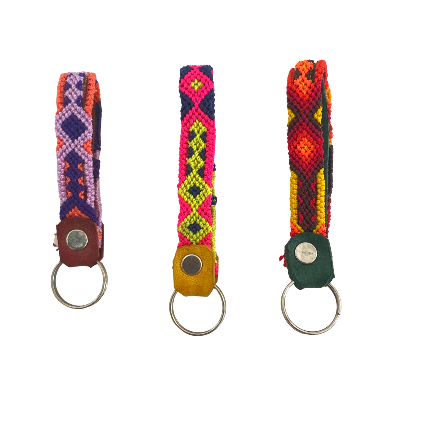 Friendship Macrame Woven Leather Loop Key Chain - Mexico