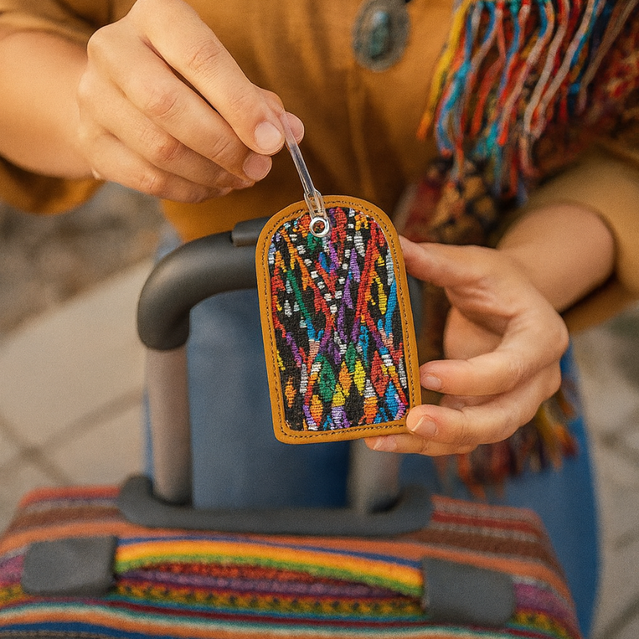 Huipil Up-cycled Textile Luggage Bag Tag - Guatemala