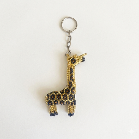 Giraffe Seed Bead Handcrafted Key Chain - Mexico