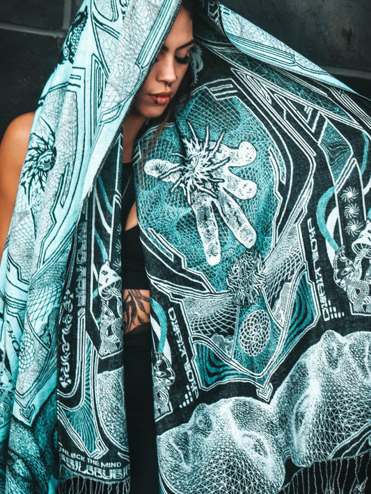 RESTOCKED ✦ GOLDEN TEACHERS V1 • AQUAMARINE • Festival Shawl/Scarf
