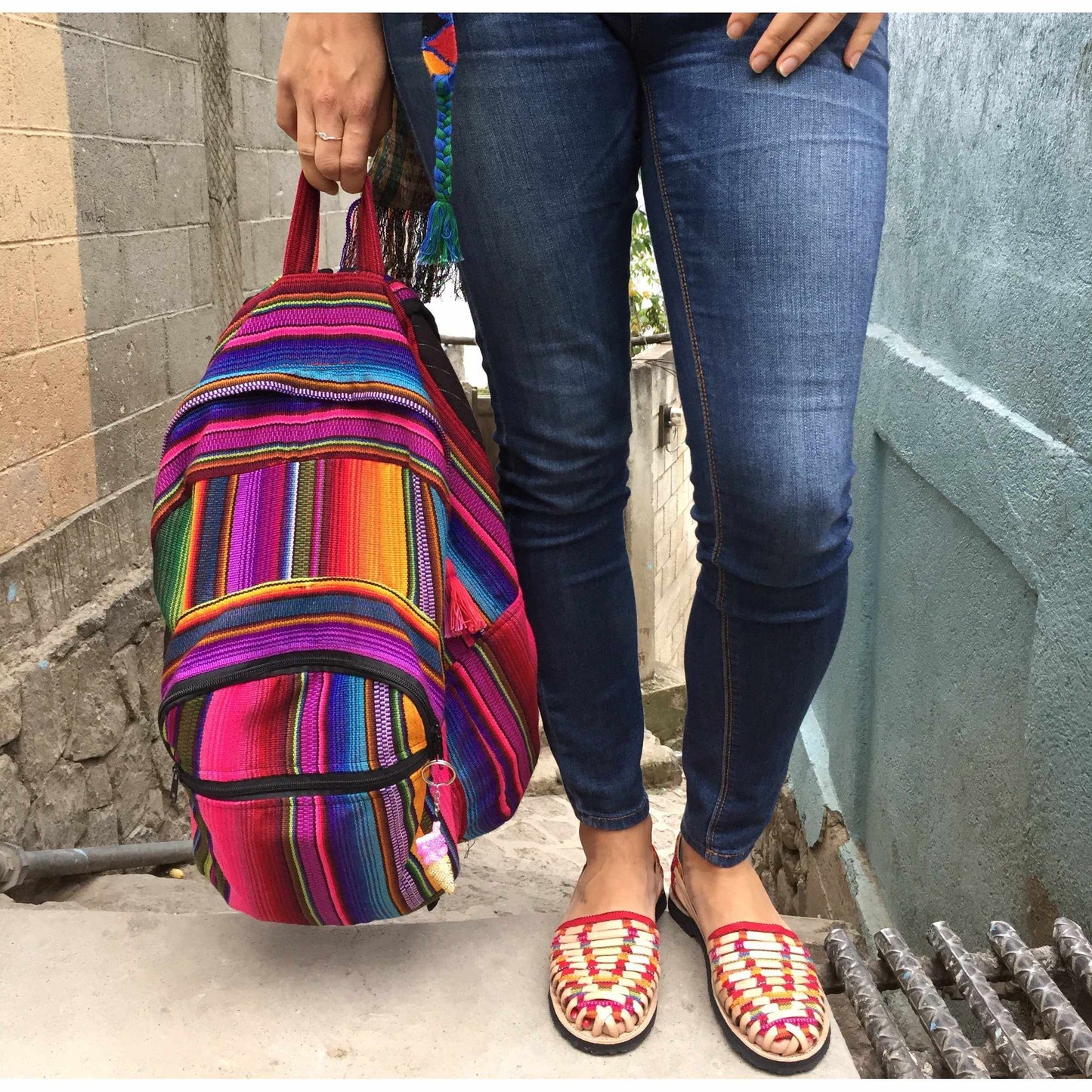 Hacienda Sarape Stripe Multicolor Backpack - Guatemala