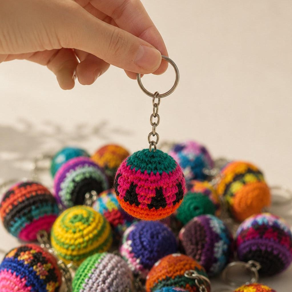 Mini Foot Bag Handmade Stress Ball Sack Crochet Keychain – Guatemala
