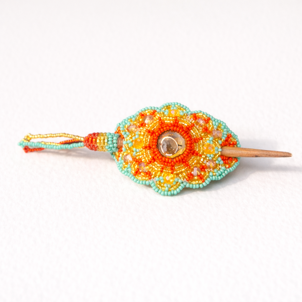 Michelle Seed Bead Hair Barrette - Guatemala