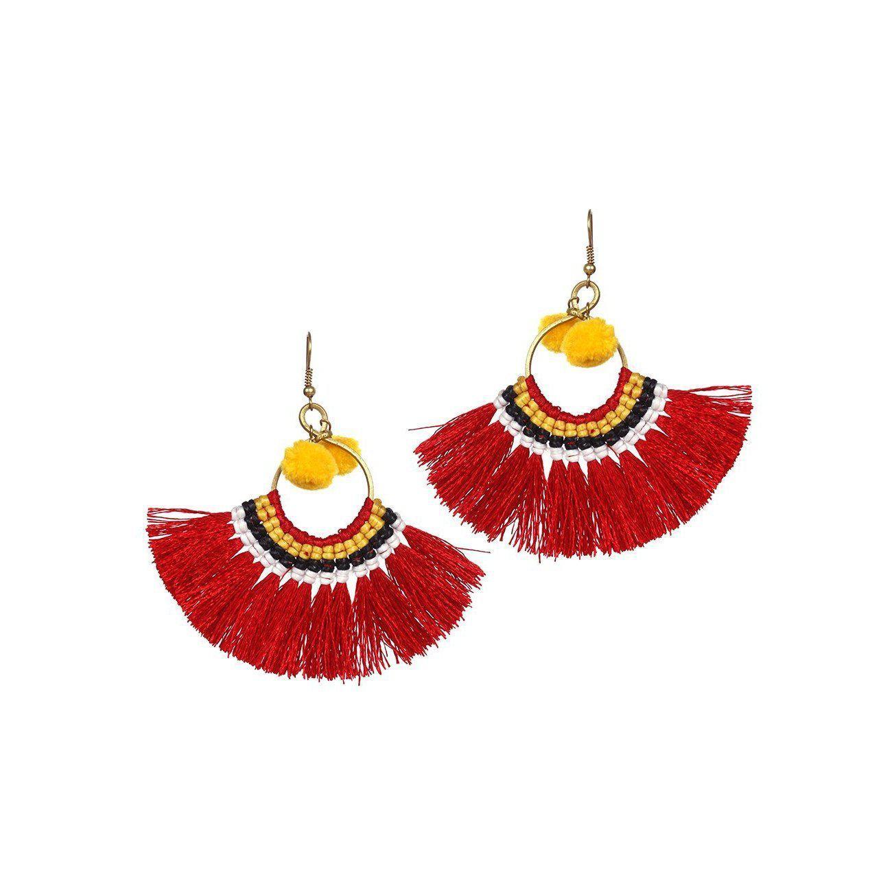 Half Moon PomPom Earrings - Thailand