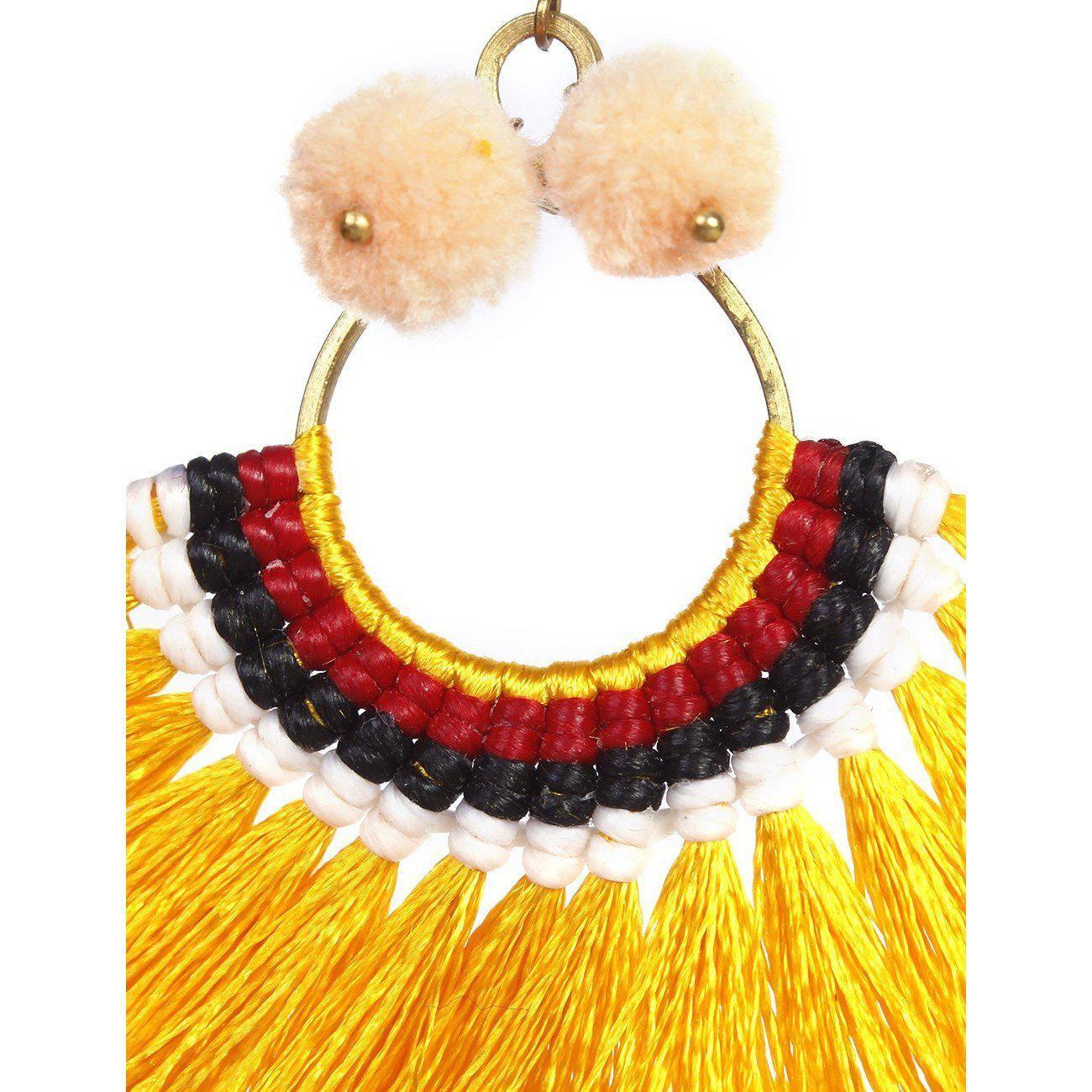 Half Moon PomPom Earrings - Thailand