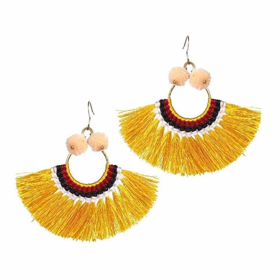 Half Moon PomPom Earrings - Thailand