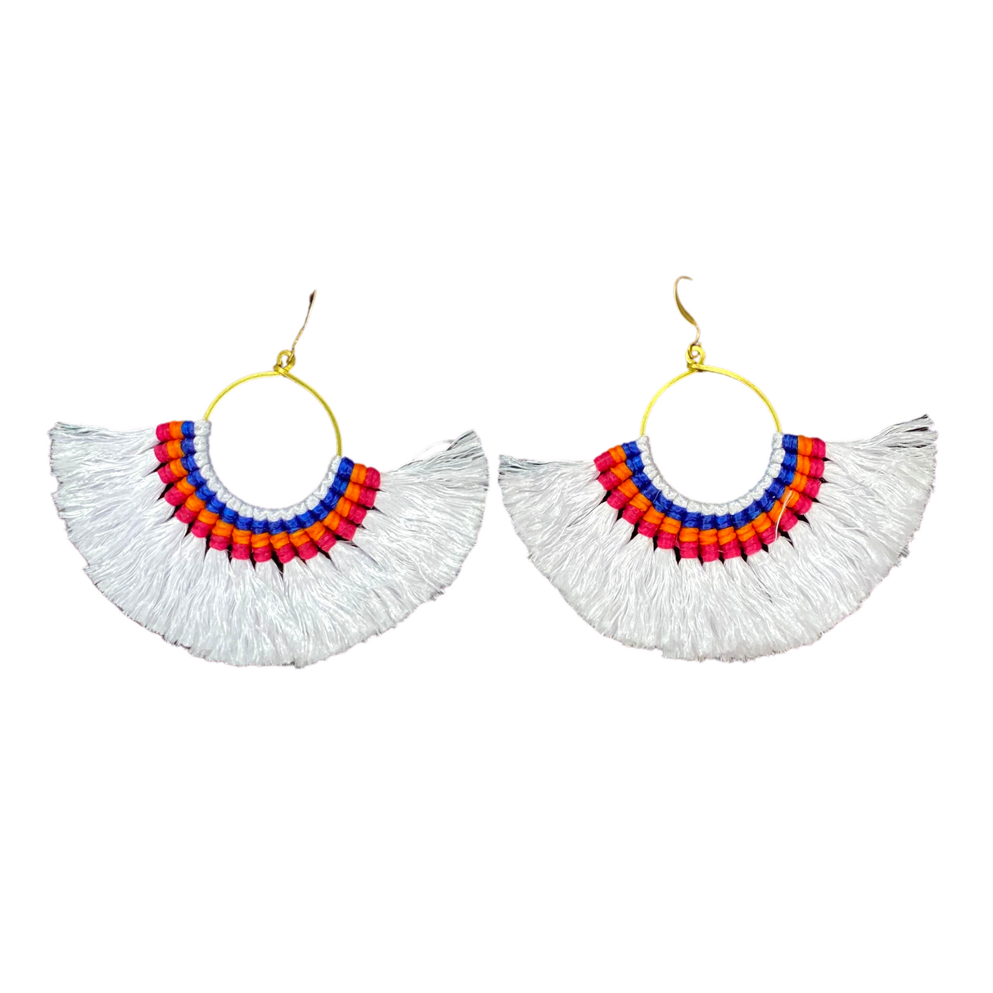 Half Moon Tassel Earrings with Wax String - Thailand