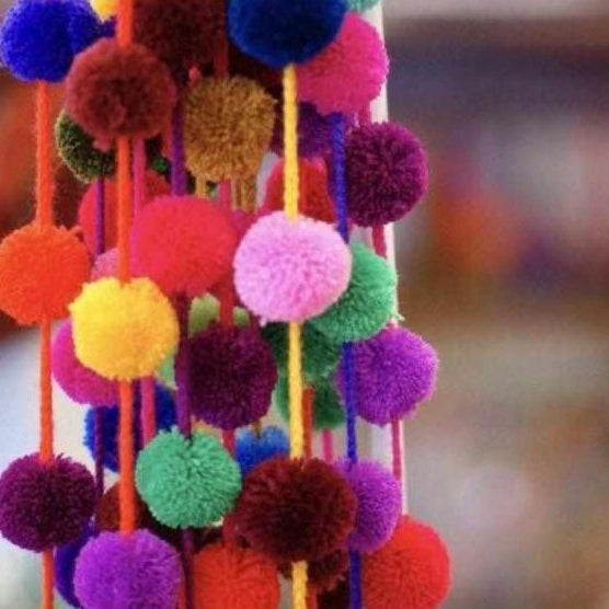 Hanging Garland Decor Boho Multicolor Pom Pom Strip - Mexico