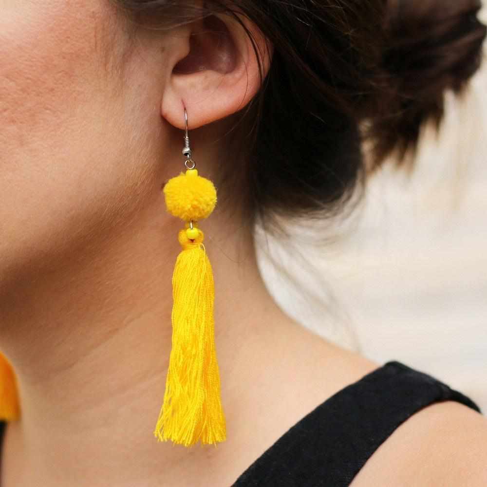 Hmong PomPom Tassel Earrings - Thailand