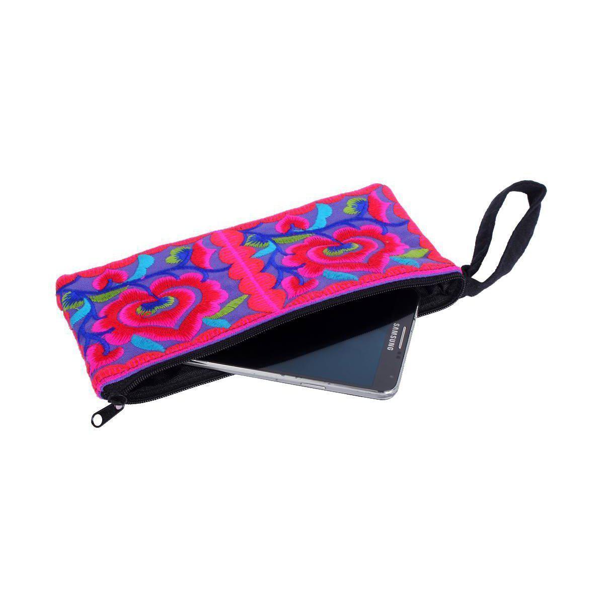 Hmong Embroidered Wristlet Clutch – Fair Trade Handmade Pouch - Thailand