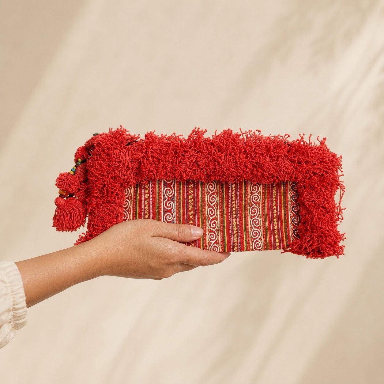 One-of-a-Kind Vintage Hmong Textile Upcycled Clutch Fair Trade Artisan Bag - Thailand
