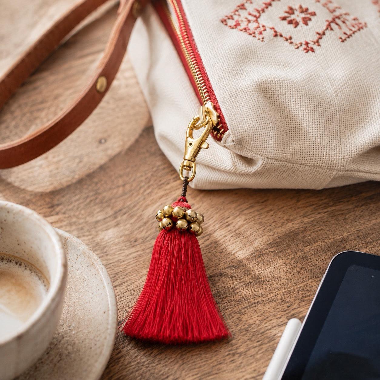 Fair Trade Cotton Tassel Zipper Pull with Bells - Thailand