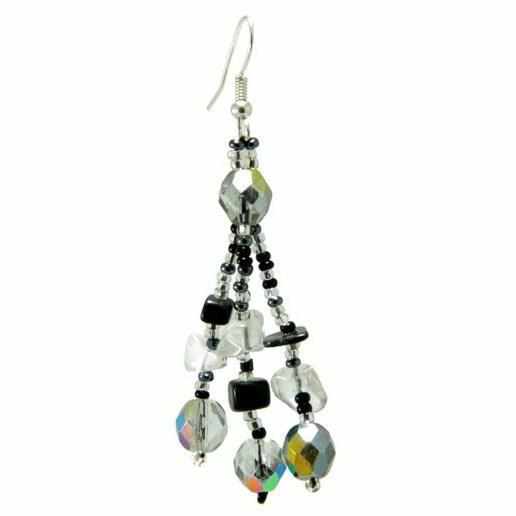 Luzy Seed Bead Crystal Dangly Earrings - Guatemala