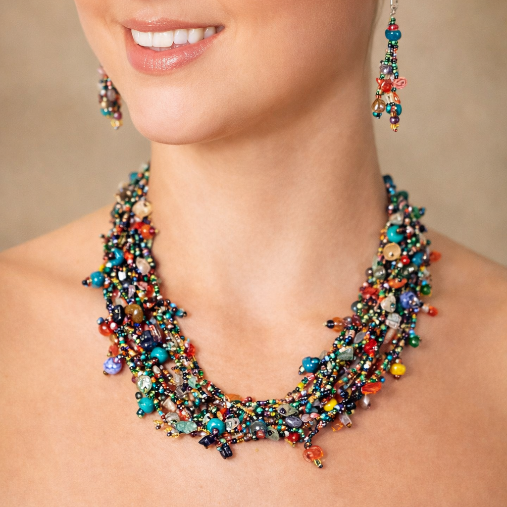 Luzy Seed Bead Necklace with Magnetic Closure - Guatemala