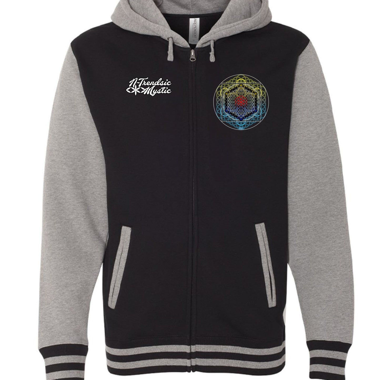 SATOR Square Sacred Geometry Varsity Zip Hoodie