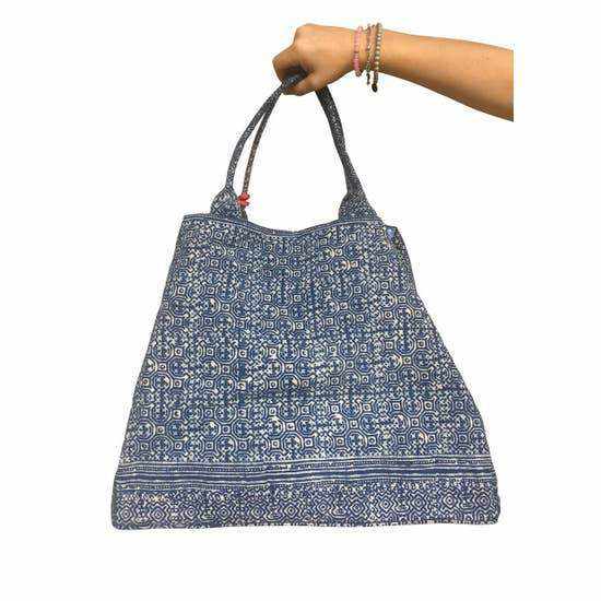 Oasis Hmong Batik PomPom Flower Beach Tote - Thailand