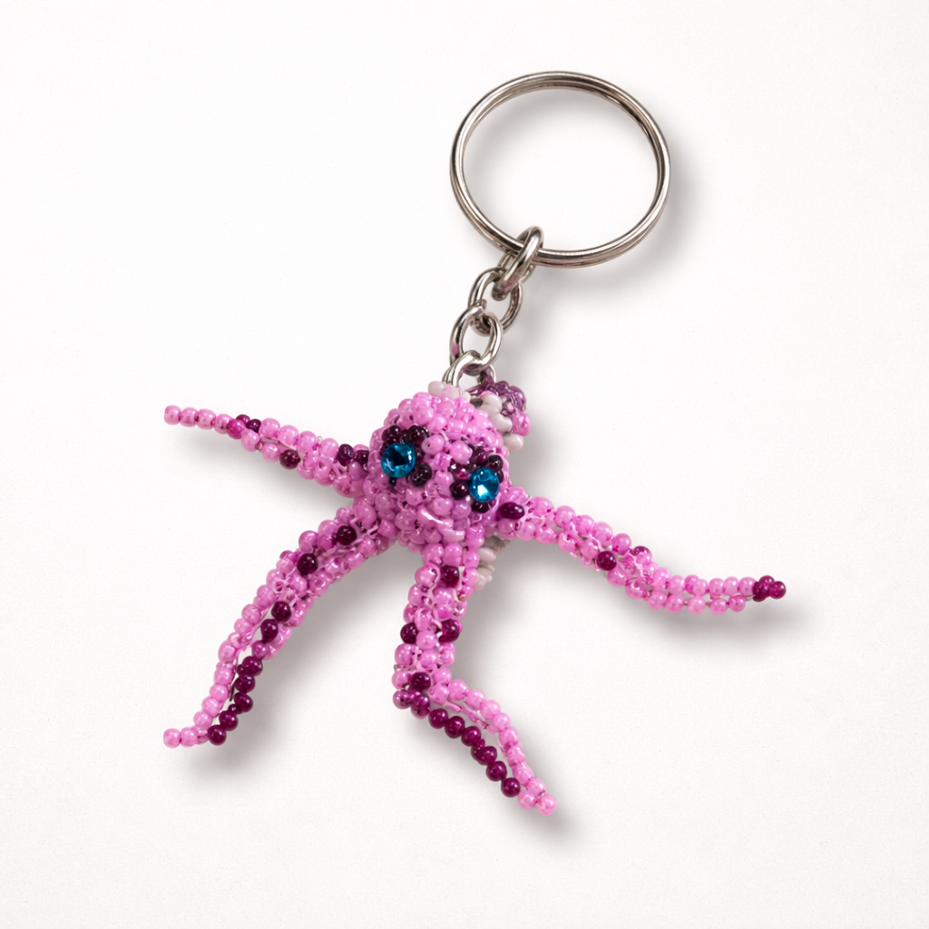 Octopus Seed Bead Hancrafted Keychain - Guatemala