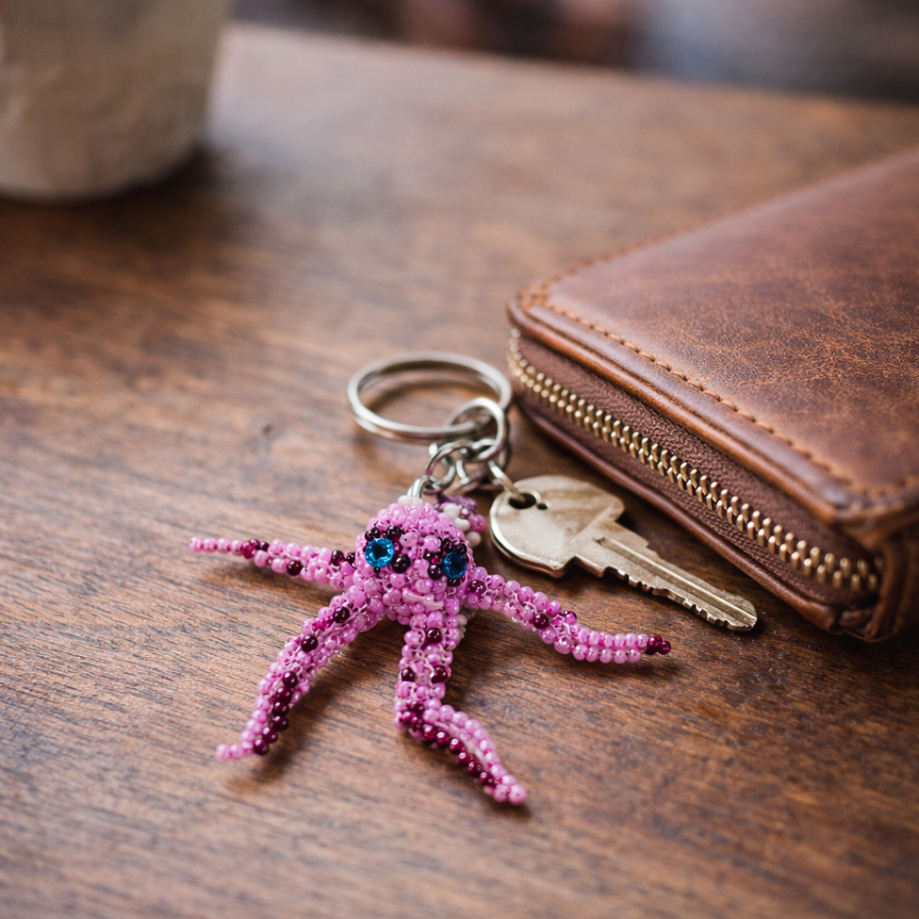Octopus Seed Bead Hancrafted Keychain - Guatemala