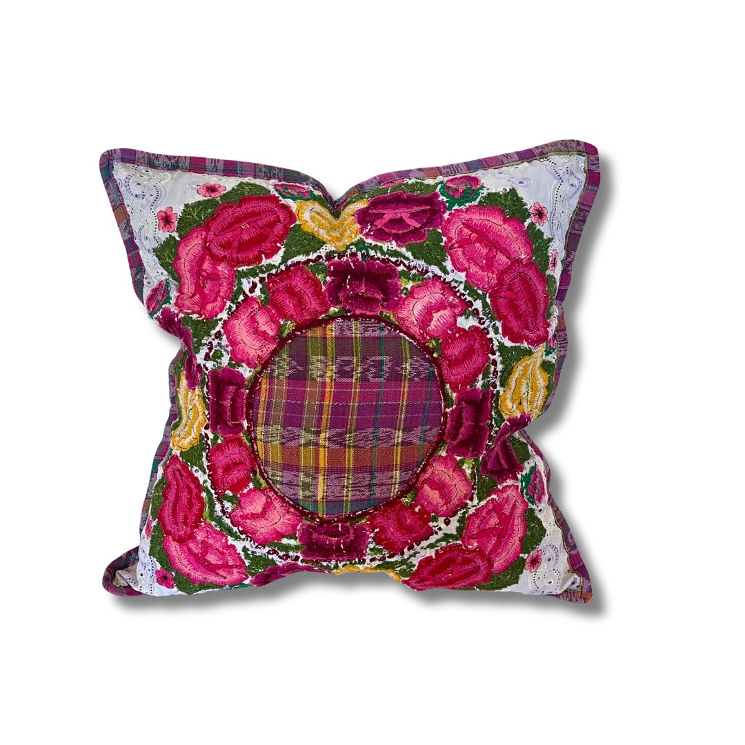 Up-cycled Maya Floral Huipil Textile Pillow Cover - Guatemala