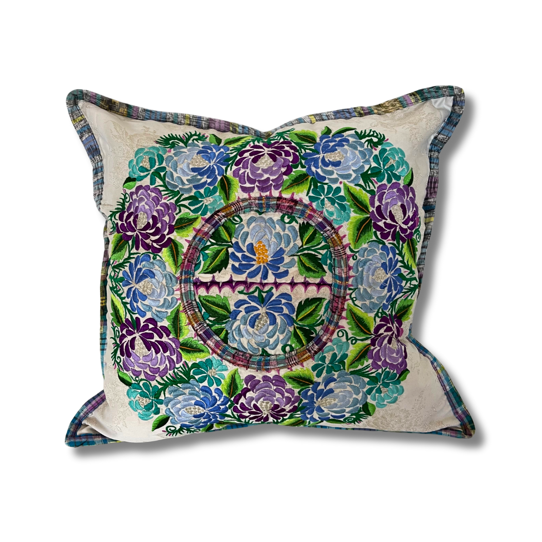 Up-cycled Maya Floral Huipil Textile Pillow Cover - Guatemala