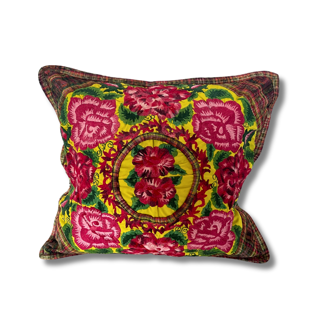 Up-cycled Maya Floral Huipil Textile Pillow Cover - Guatemala