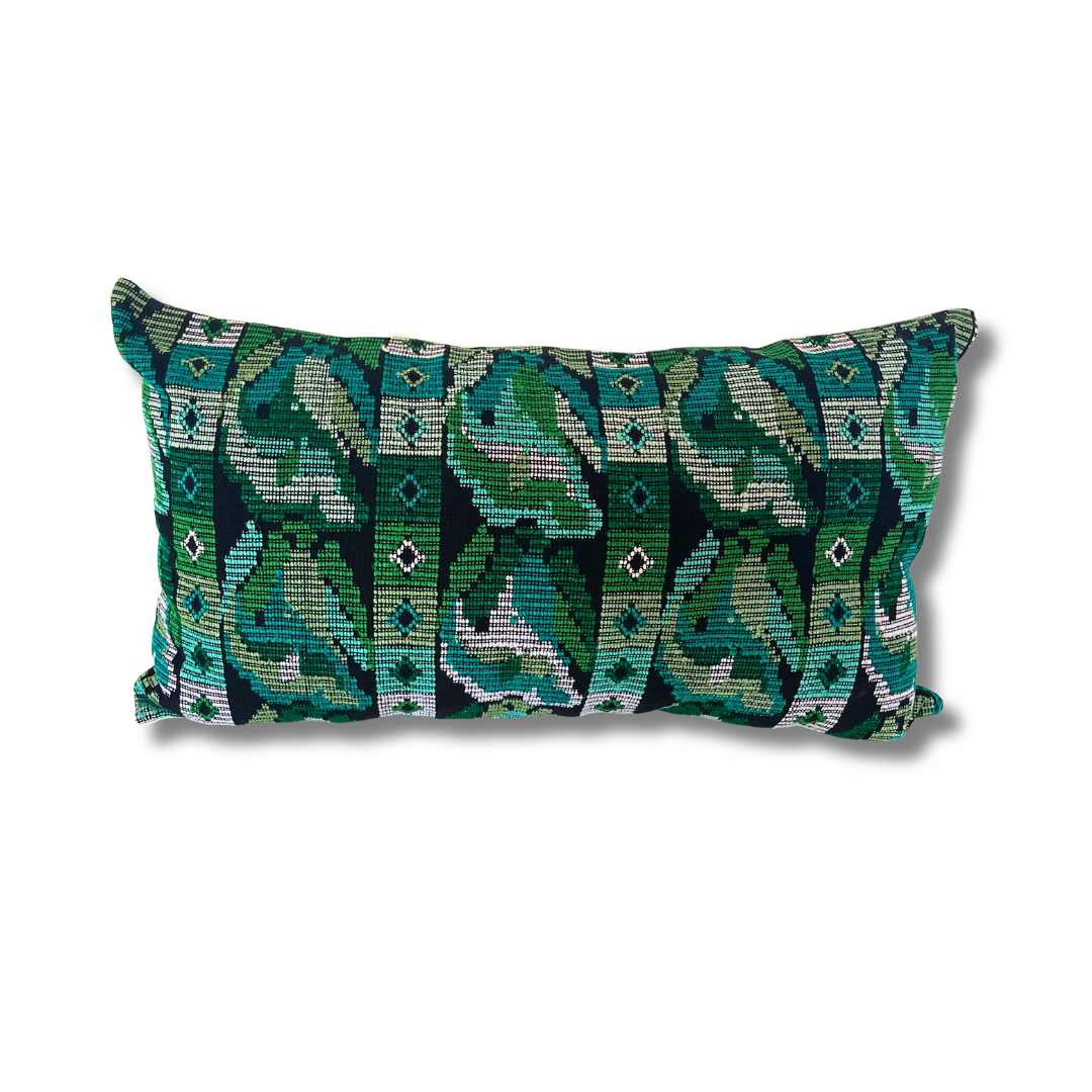 Up-cycled Pueblo Lumbar Pillow Huipil One-of-a-Kind Cover - Guatemala