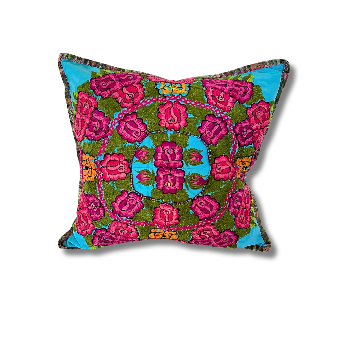Up-cycled Maya Floral Huipil Textile Pillow Cover - Guatemala