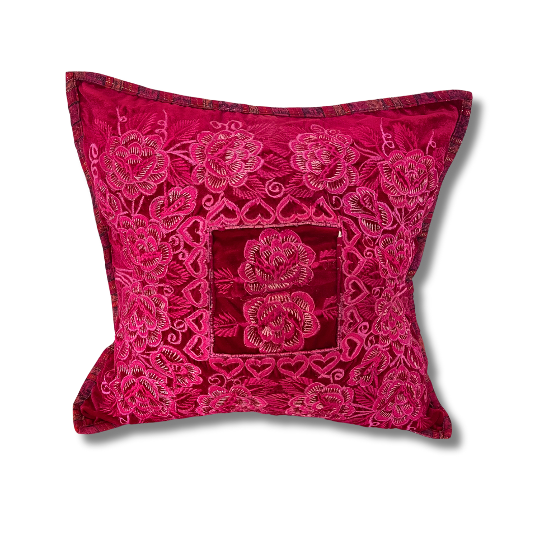 Up-cycled Maya Floral Huipil Textile Pillow Cover - Guatemala