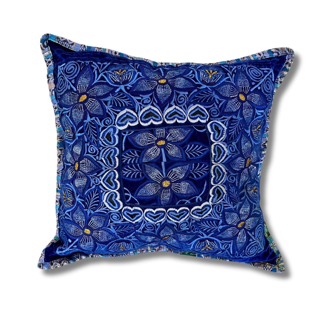Up-cycled Maya Floral Huipil Textile Pillow Cover - Guatemala