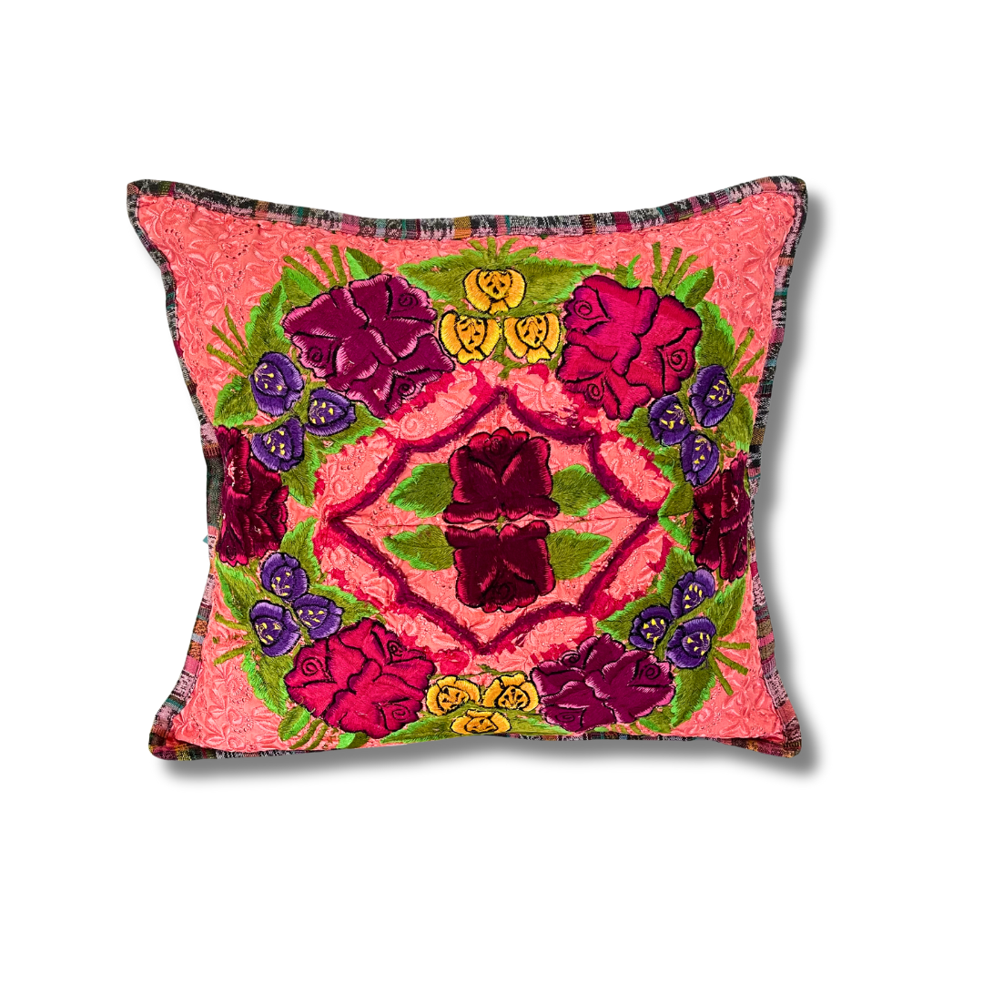 Up-cycled Maya Floral Huipil Textile Pillow Cover - Guatemala