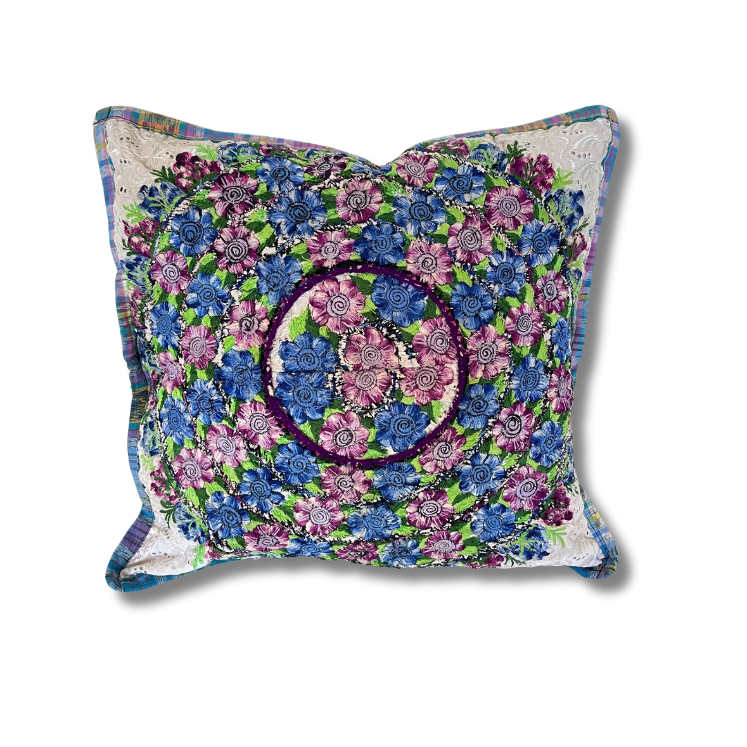 Up-cycled Maya Floral Huipil Textile Pillow Cover - Guatemala