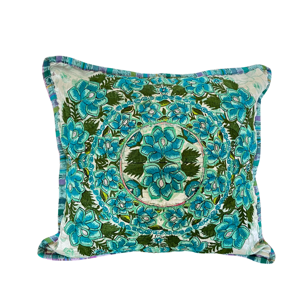 Up-cycled Maya Floral Huipil Textile Pillow Cover - Guatemala