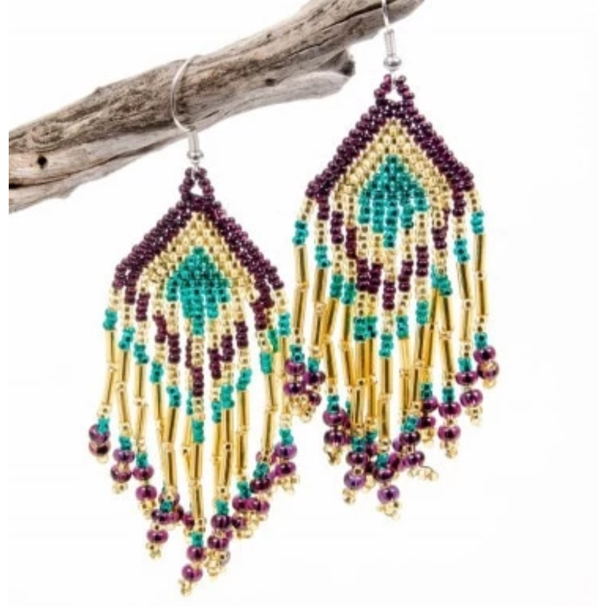 Alegria Seed Bead Peyote Stitch Earrings - Guatemala