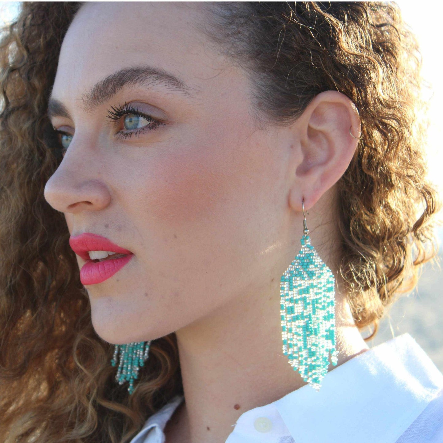Alegria Seed Bead Peyote Stitch Earrings - Guatemala