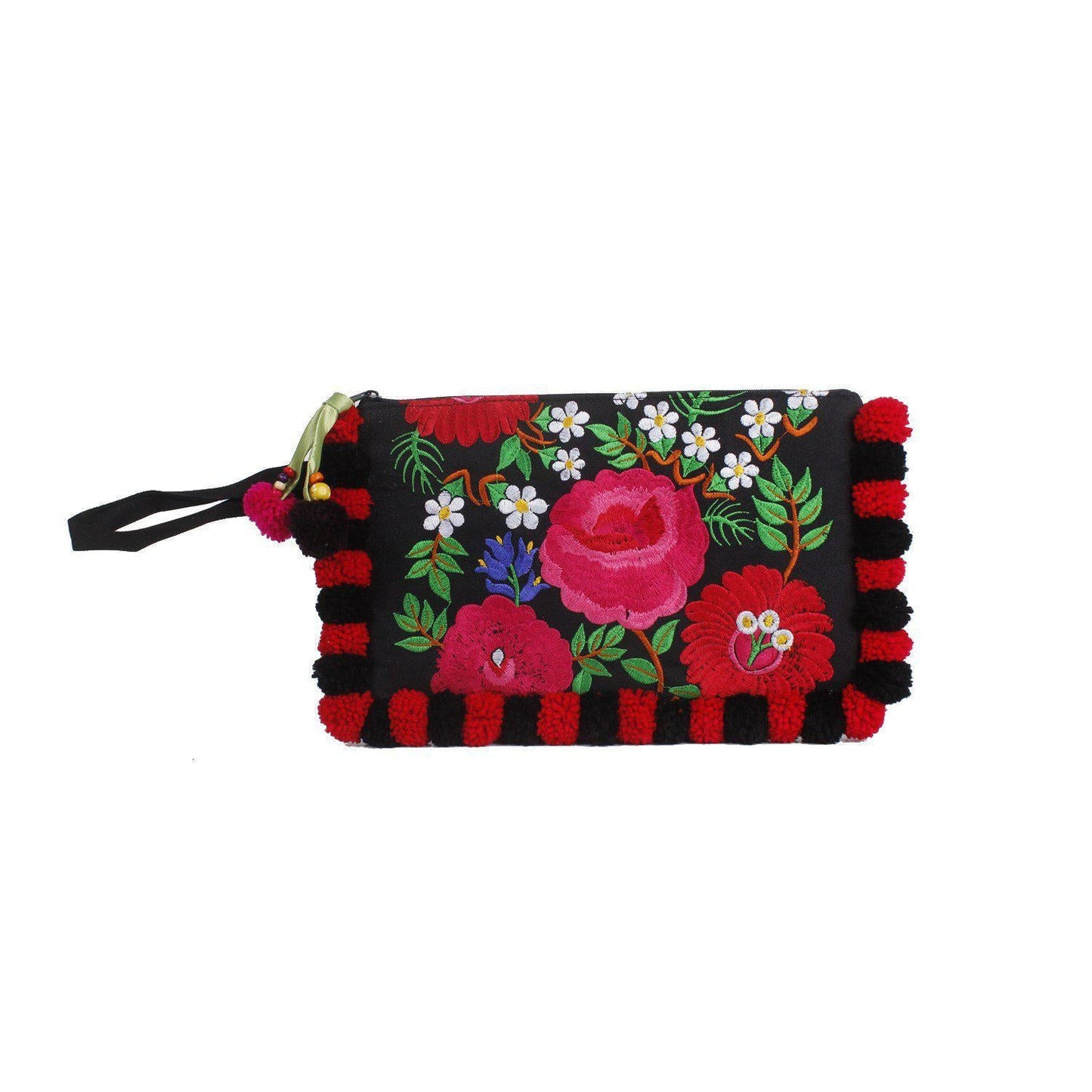 Pom Pom Embroidered Artisan Wristlet - Thailand