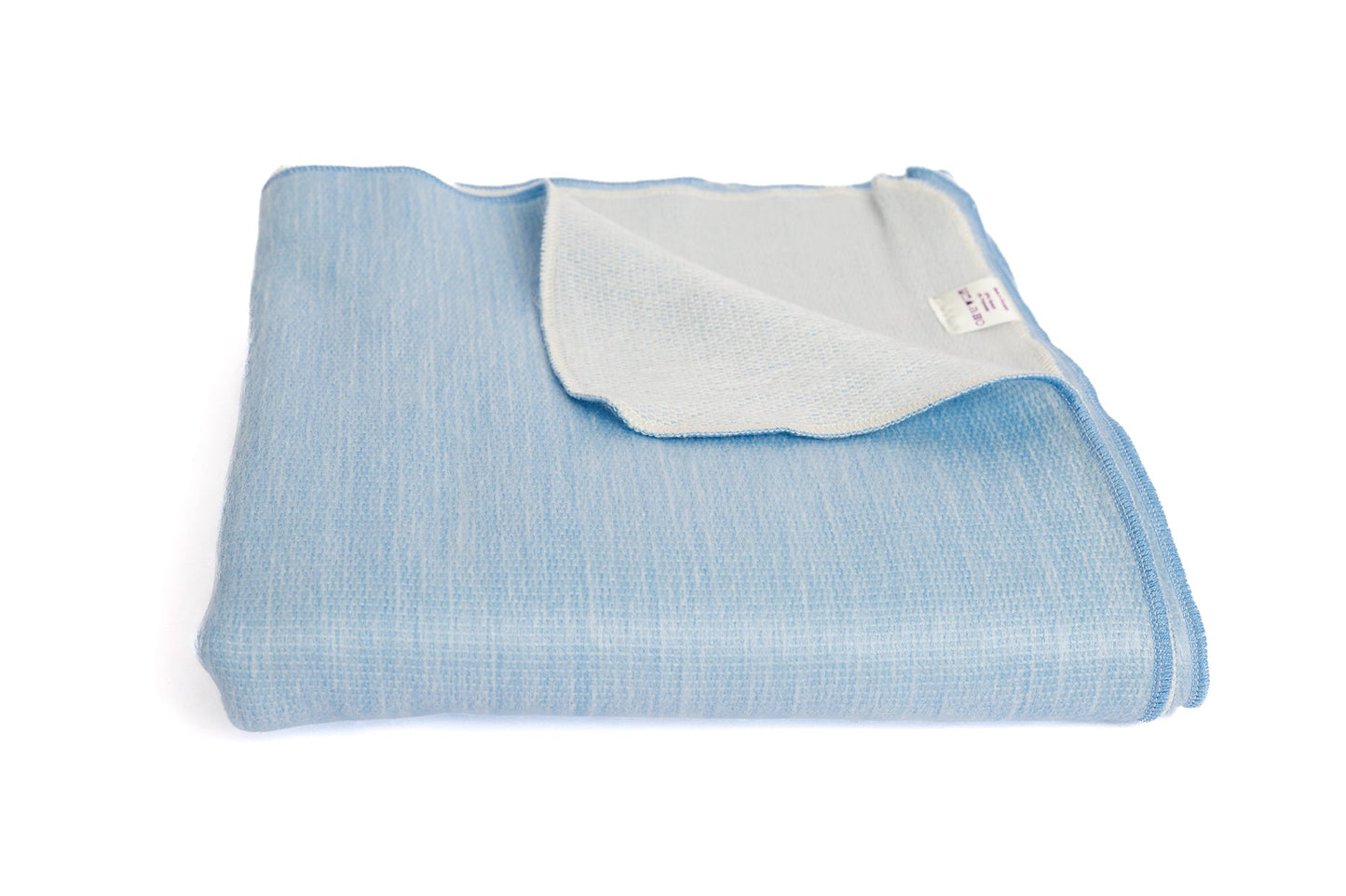 Reversible Alpaca Throw Blanket Handwoven From Ecuador - Powder Blue & White - Kani Collection