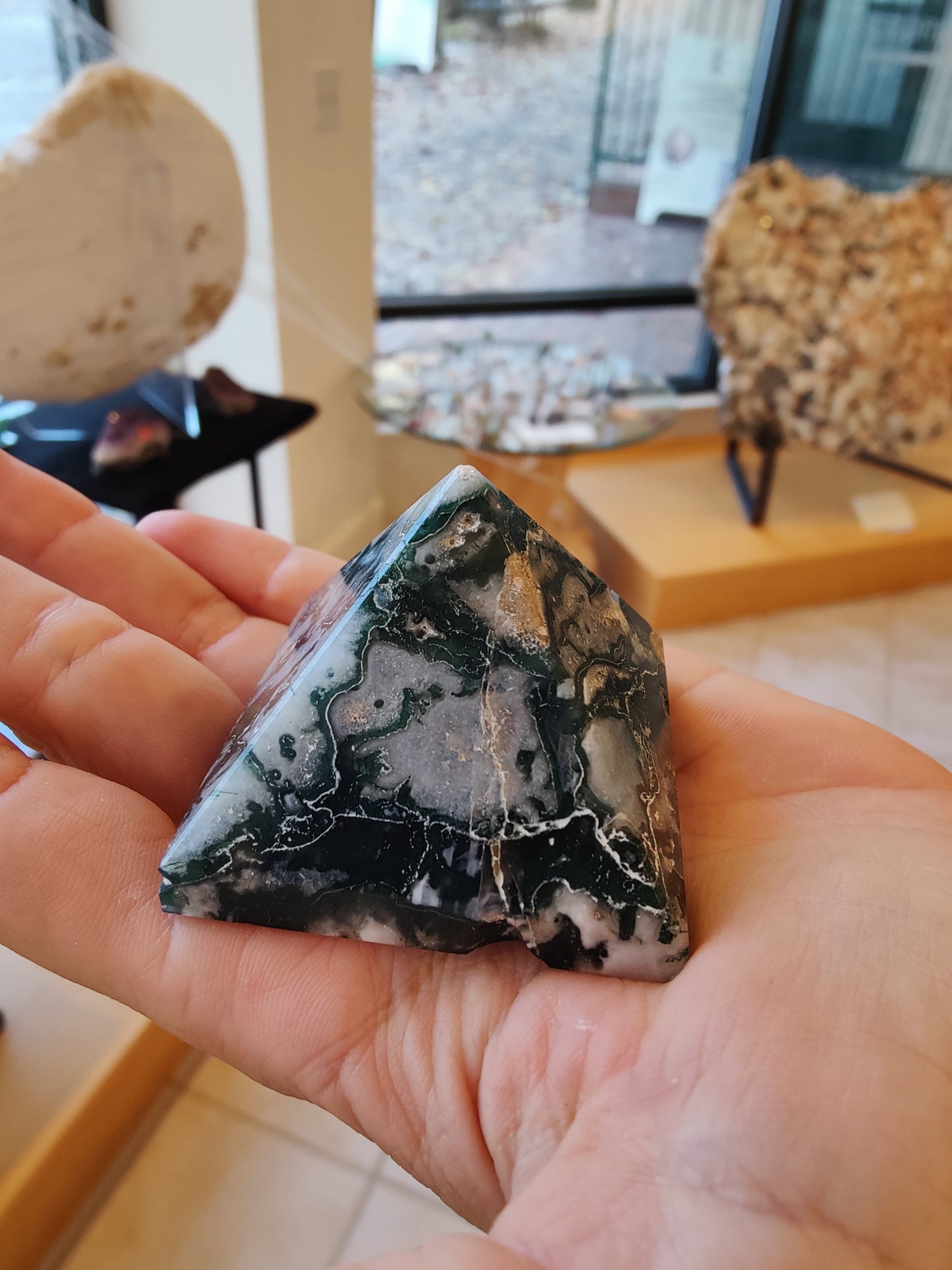 Moss Agate Pyramid India
