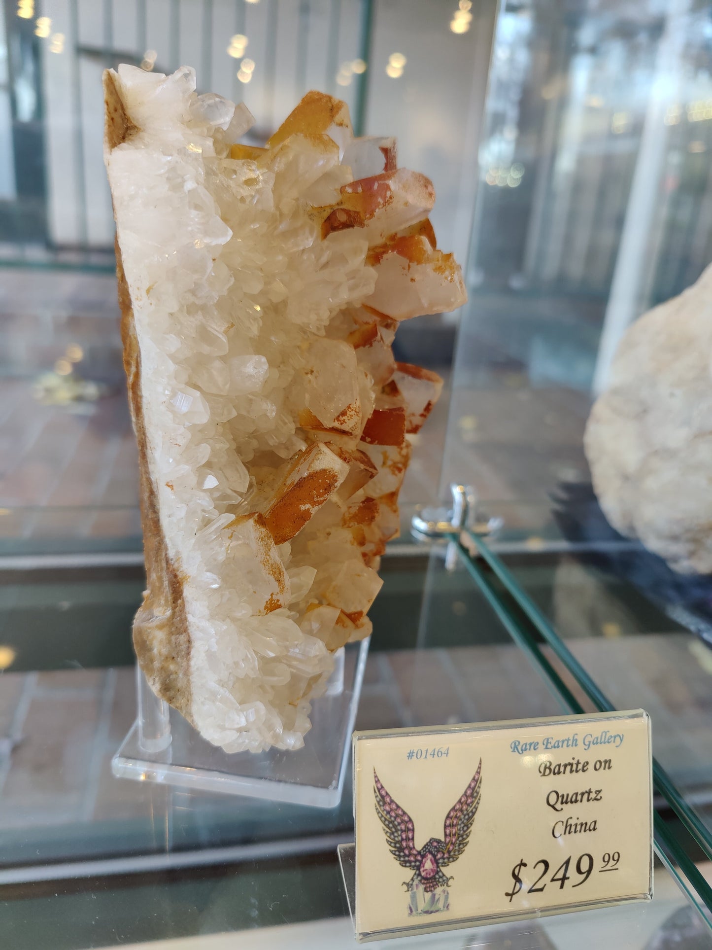 Large Orange Barite on Quartz