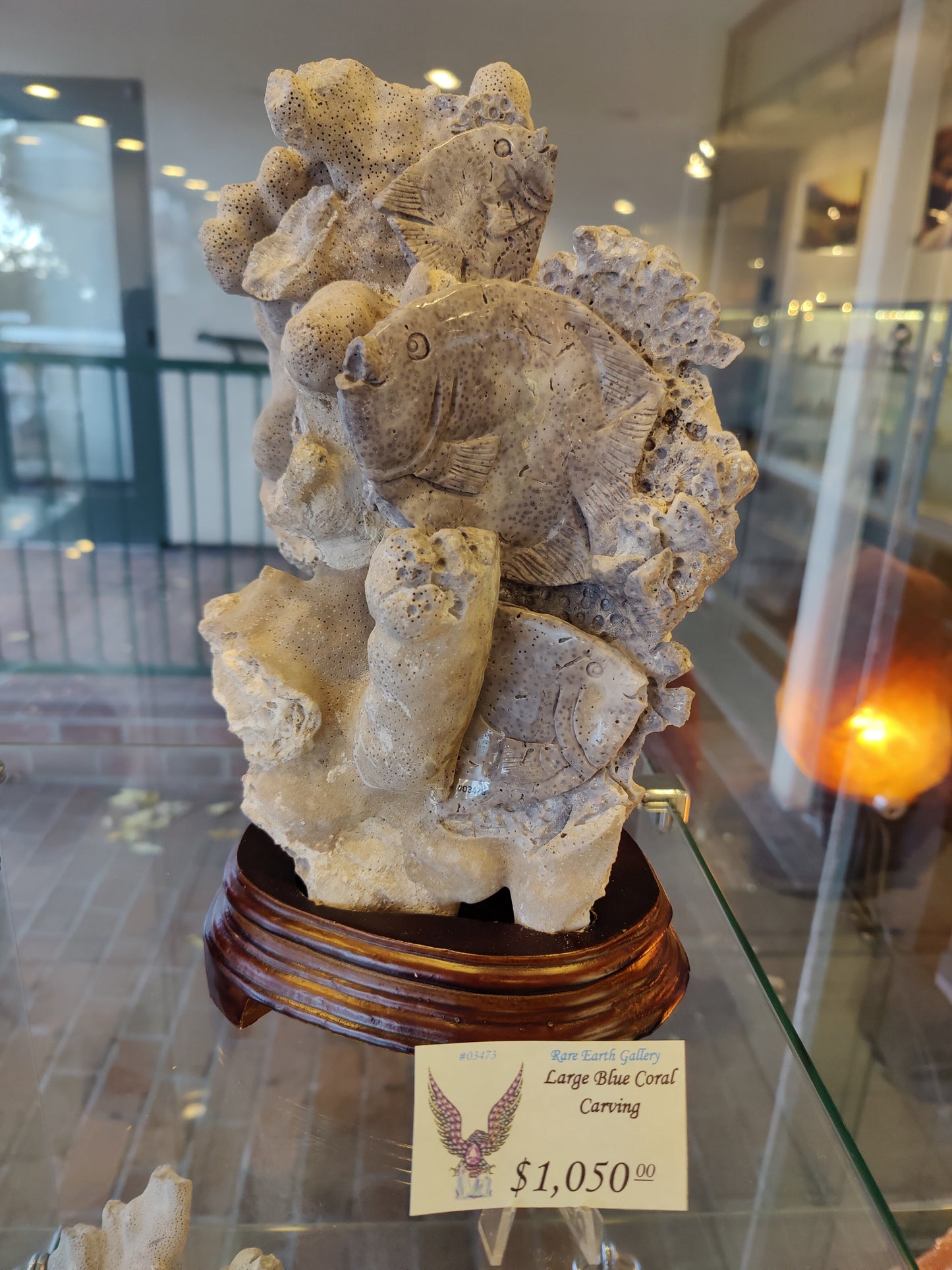 Large Blue Coral Carving