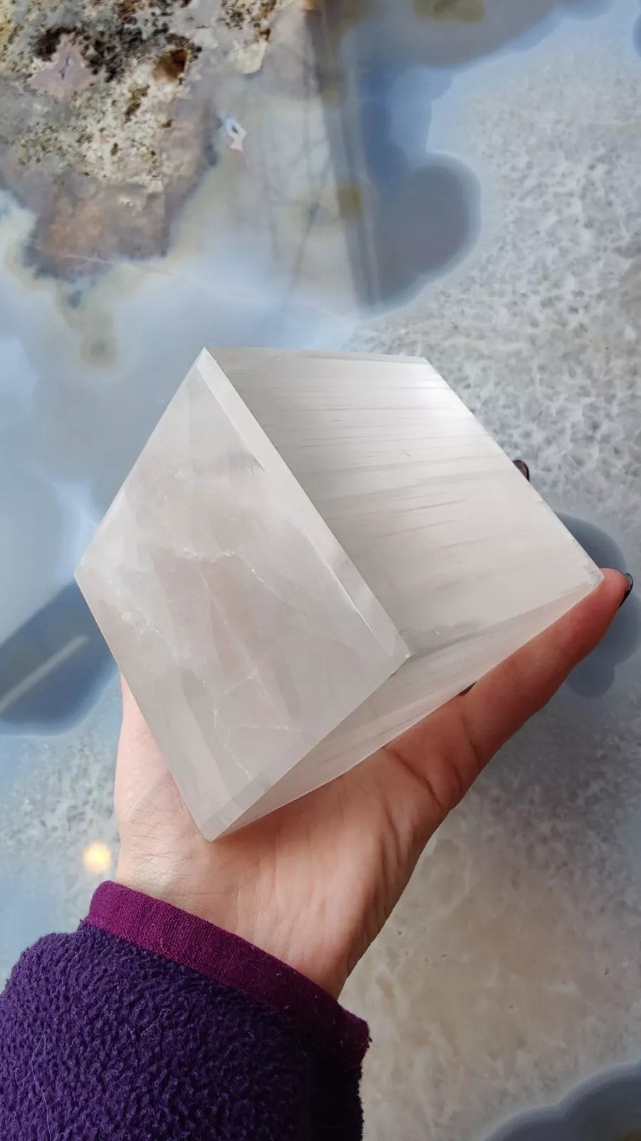 Selenite Standing Cube 10cm