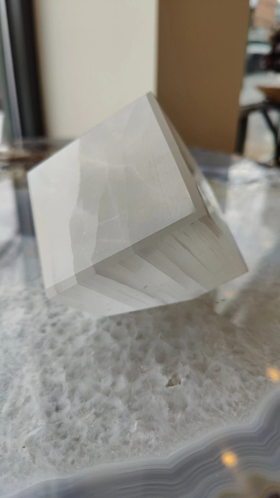 Selenite Standing Cube 10cm