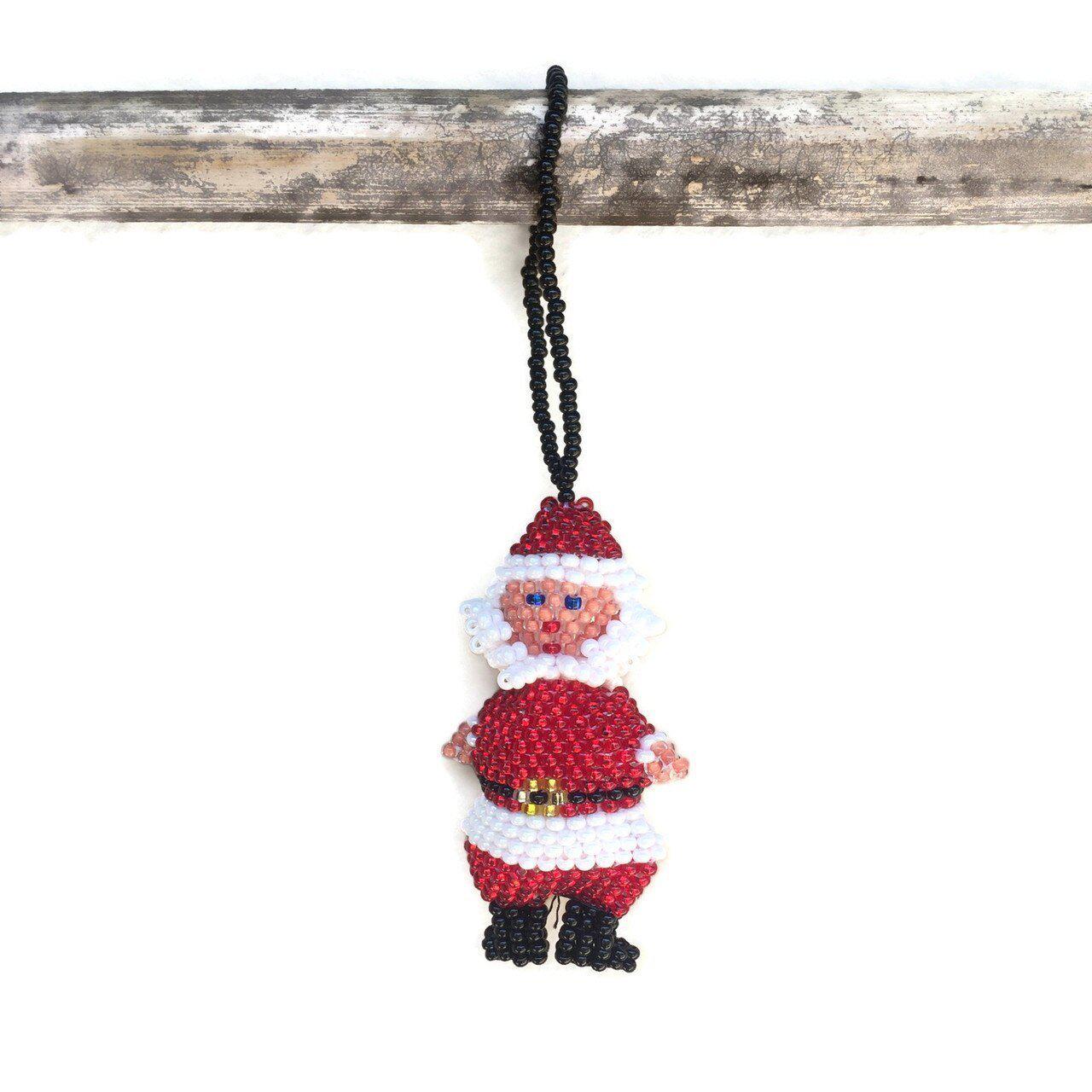 Santa Seed Bead Handcrafted Boho Ornament - Guatemala