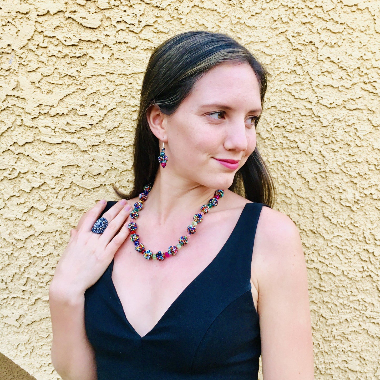Magnetic Seed Bead Necklace Statement Beaded Necklace Boho Fair Trade - Guatemala