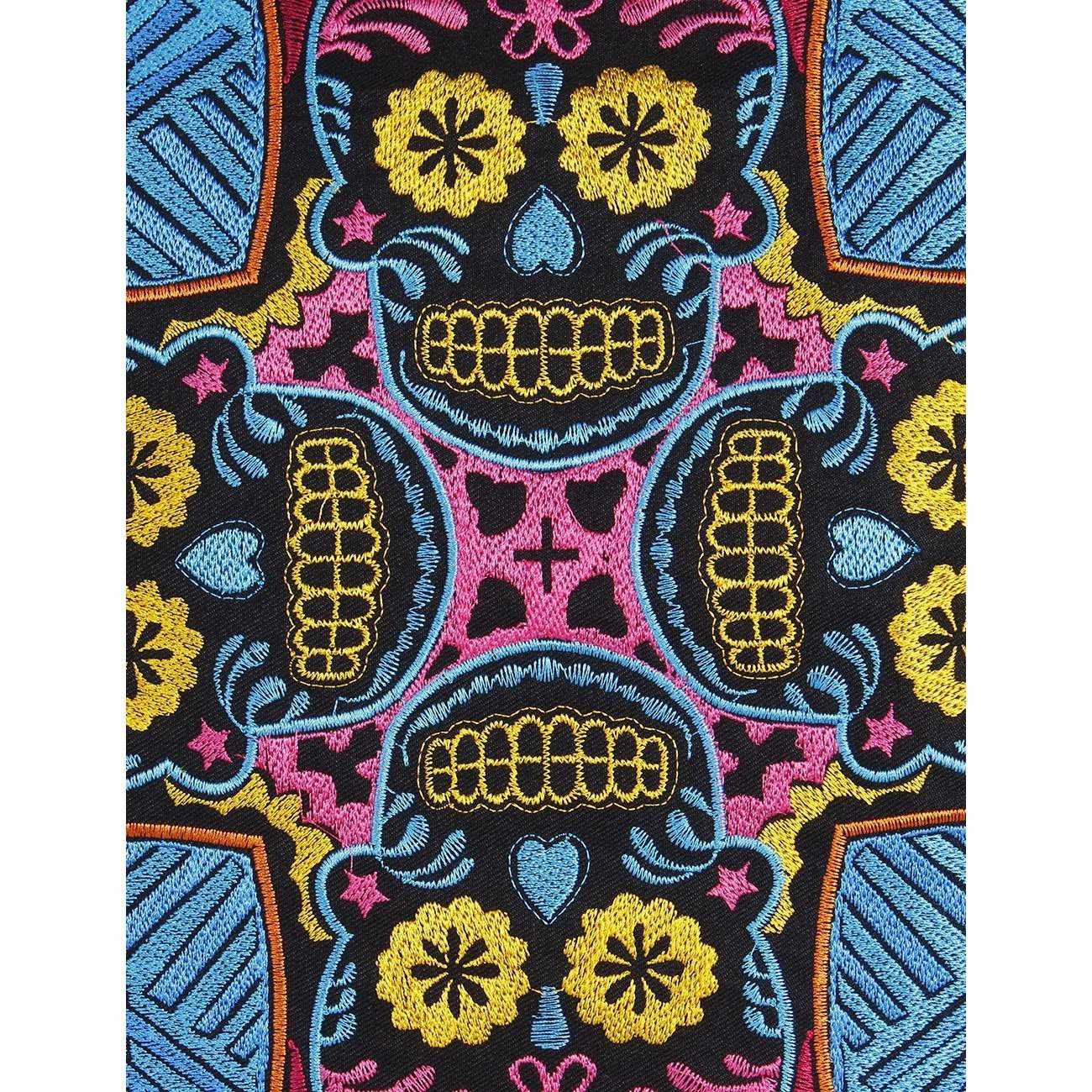 Skull Embroidered Dia de los Muertos Pillow Cover - Thailand