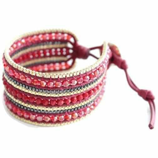 Sol Glass Beaded Gold Chain Elegant Bracelet - Thailand