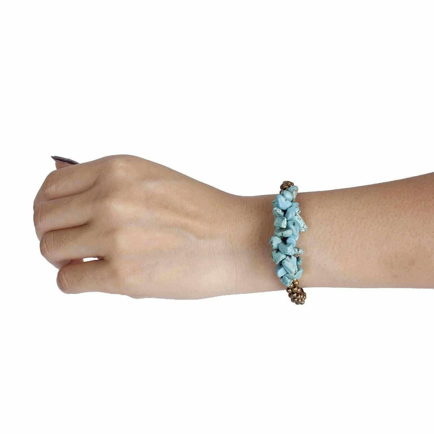 Cluster Brass Bead & Stone Bracelet - Thailand