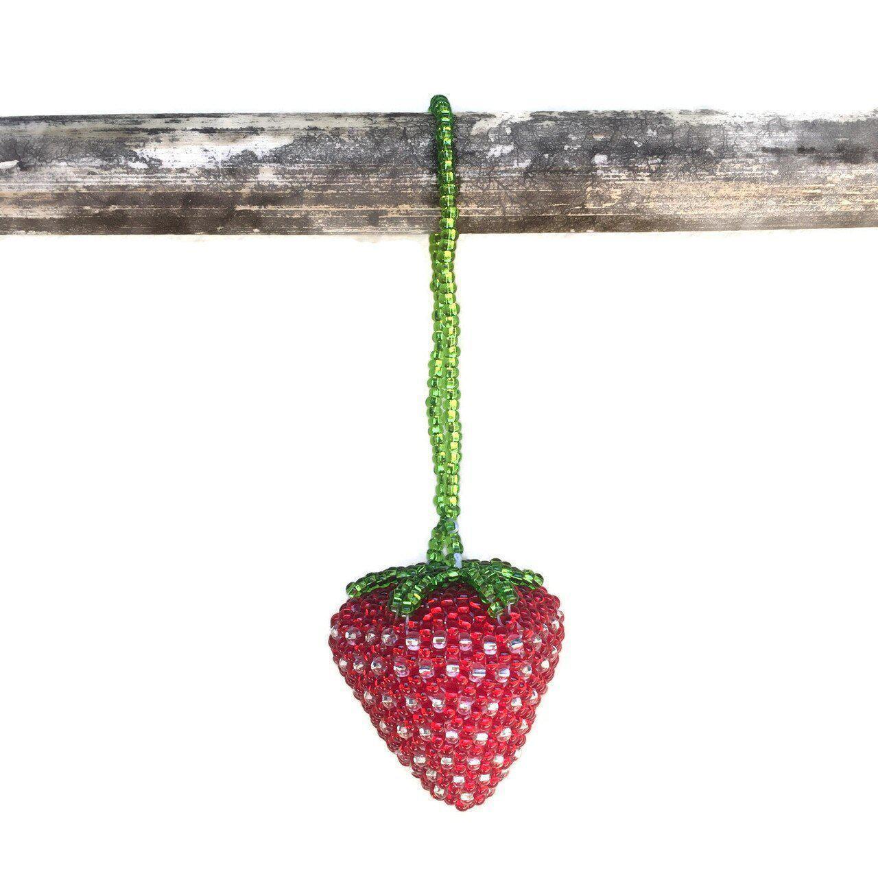 Strawberry Seed Bead Handmade Ornament - Guatemala